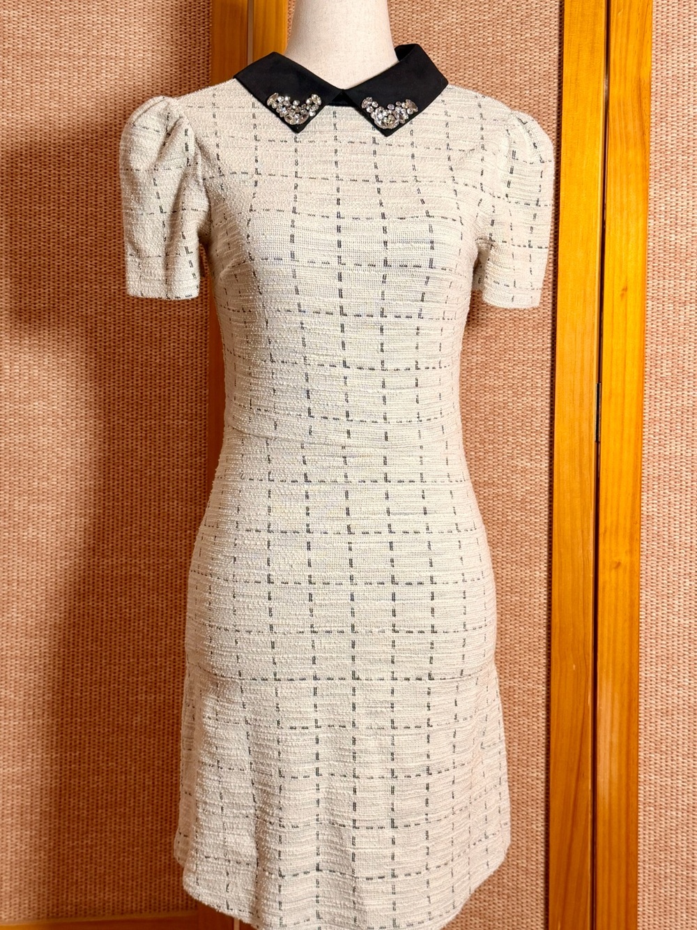 River Island Windowpane Check Bouclé Mini Dress size 4